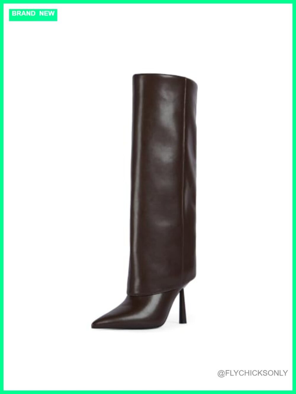 Fold Over Knee High Boots Pointed Toe Stiletto Heel Shark Boots